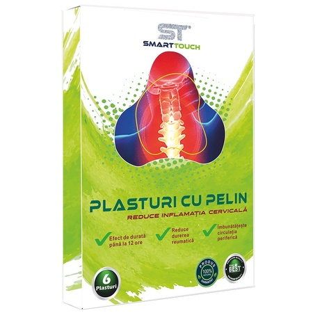 Plasturi cu Pelin pentru dureri cervicale, 6 bucăți, Smart Touch