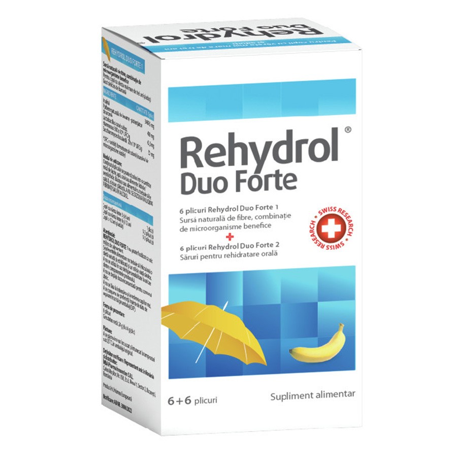 Rehydrol duo forte 1, 6 plicuri + rehydrol duo forte 2, 6 plicuri, mba pharma