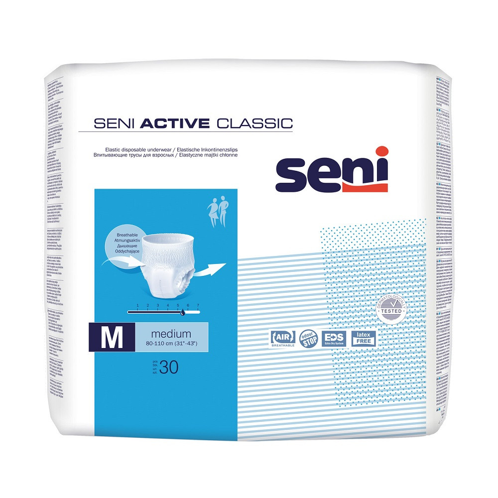 Scutece Chilot elastic Active Classic, Medium, 30 bucati, Seni