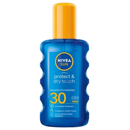 Spray pentru corp cu protecție solara SPF 30 Protect & Dry Touch, 200 ml, Nivea Sun