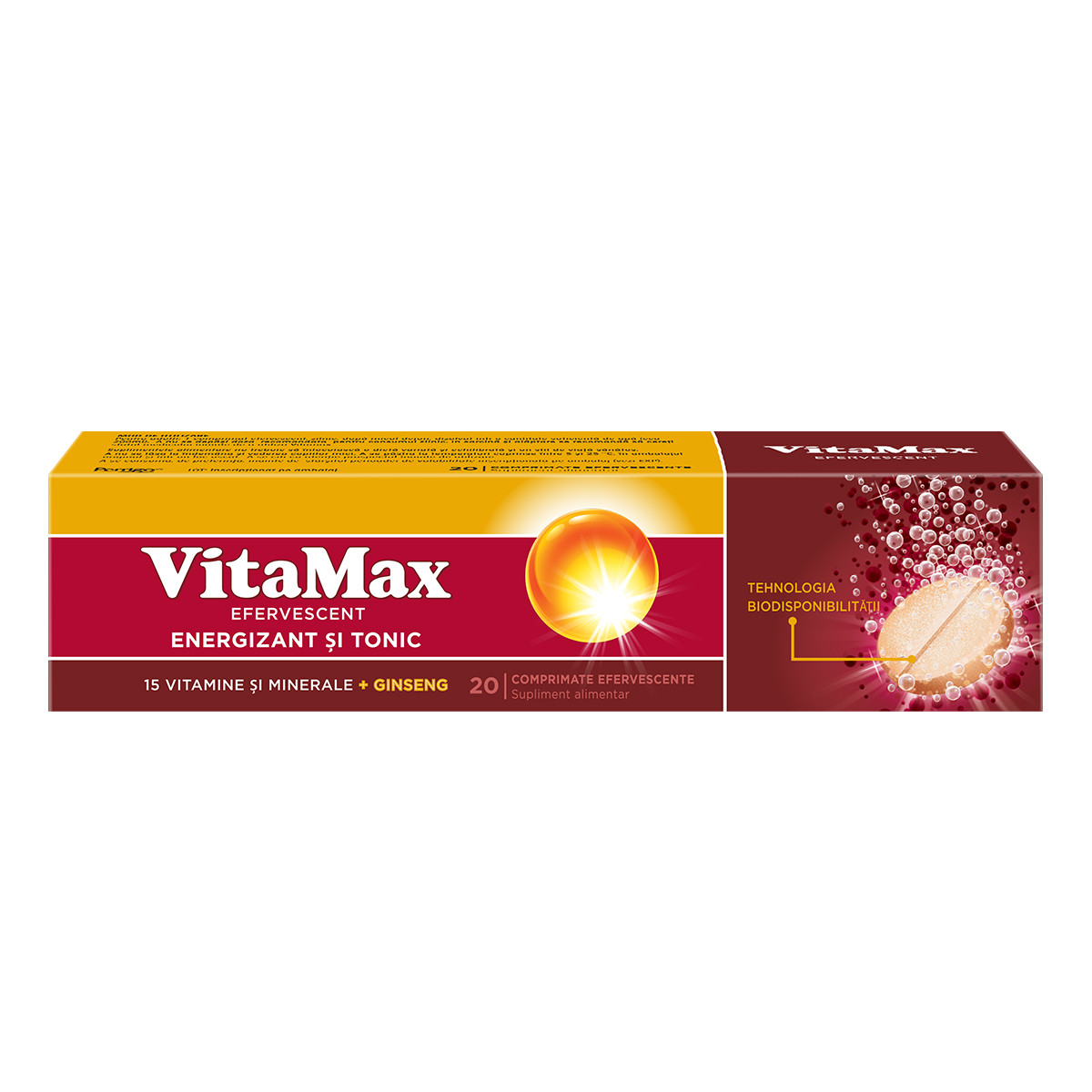 VitaMax Efervescent Multivitamine cu Ginseng Siberian, 20 comprimate efervescente, Perrigo