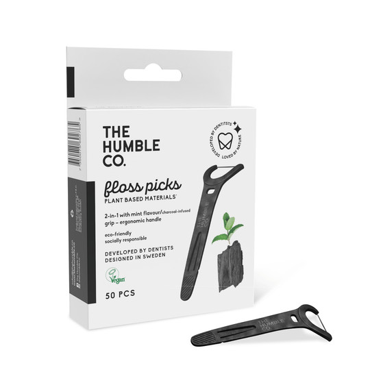 Ata dentara cu maner 2in1 carbune si menta 50buc humble