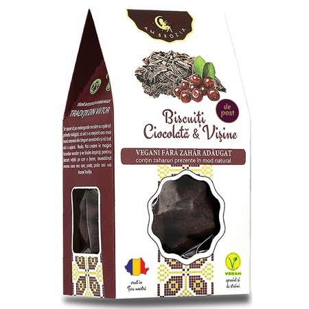 Biscuiți cu ciocolată și visine, 130 g, Hiper Ambrozia