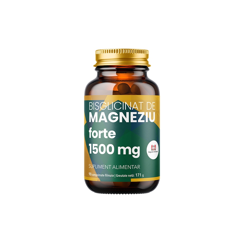 Bisglicinat de Magneziu Forte 1500 mg, 90 comprimate filmate, Laboratoarele Remedia