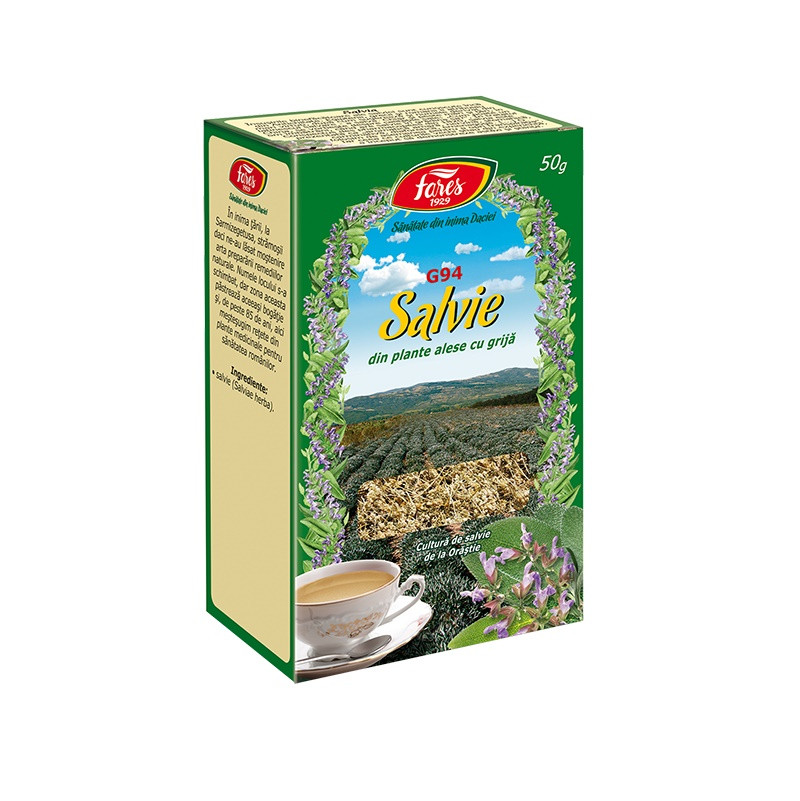 Ceai Salvie Frunze Fares - 50g | Suport pentru Menopauză și Sănătate