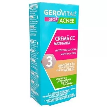 Gerovital Stop Acnee crema CC matifianta, 30 ml