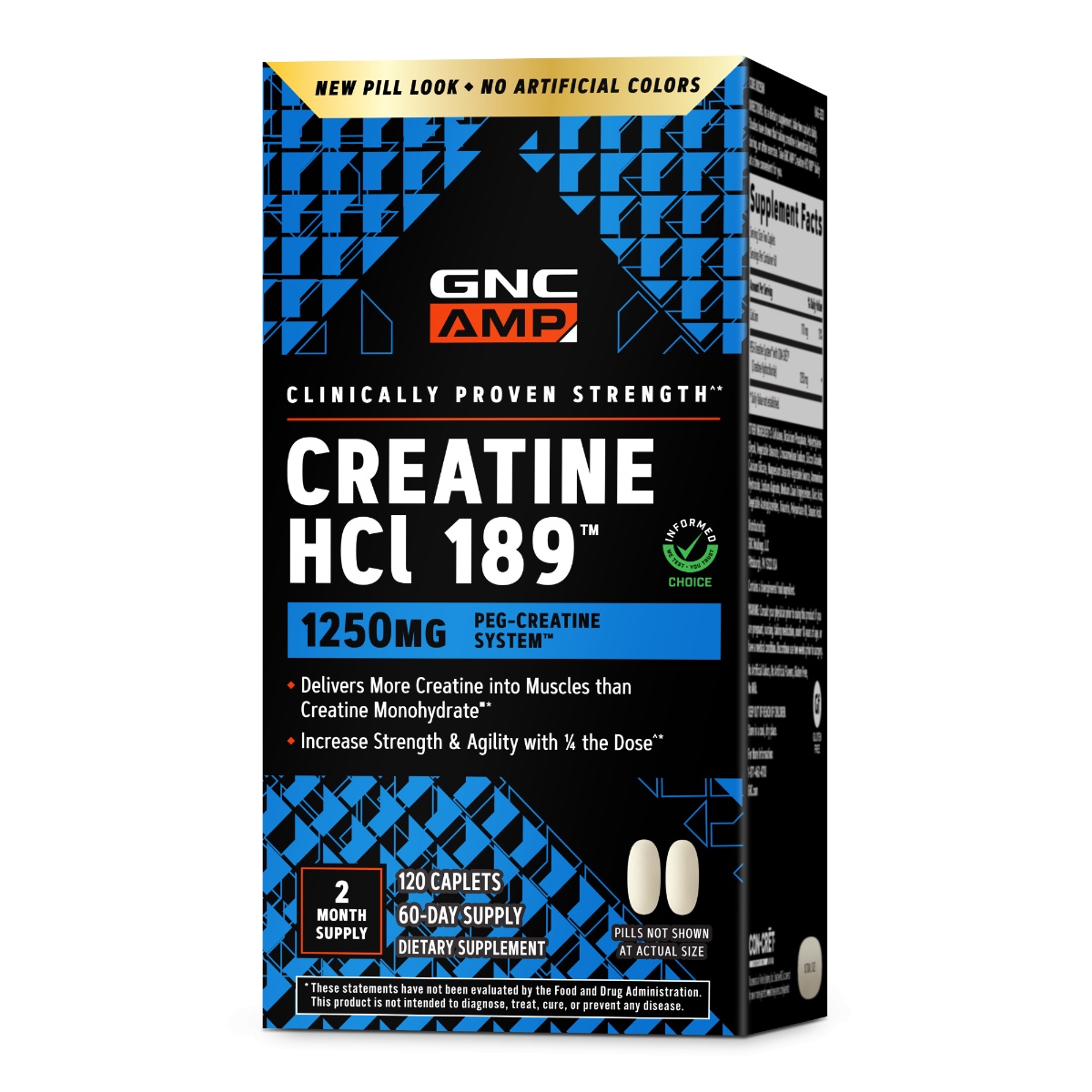 GNC AMP Creatine HCl 189 – Creatină HCl cu absorbție rapidă, 120 tablete