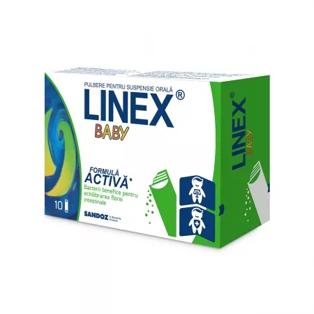 Linex Baby Sandoz - Probiotic pentru Bebeluși, 10 Plicuri