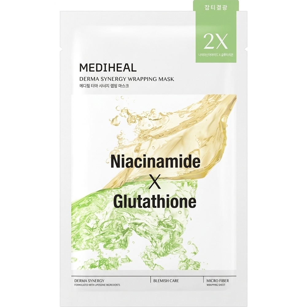 Mediheal Derma Synergy Wrapping Mask Niacinamide x Glutathione, masca pentru luminozitate, 25 ml
