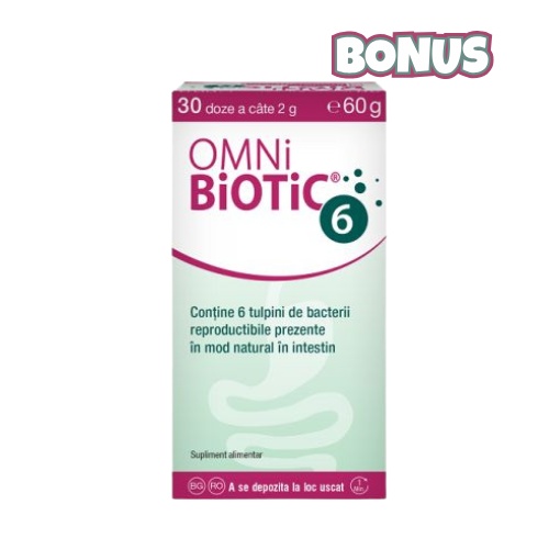 Omni Biotic 6 probiotice echilibrarea florei intestinale, 60 g pulbere