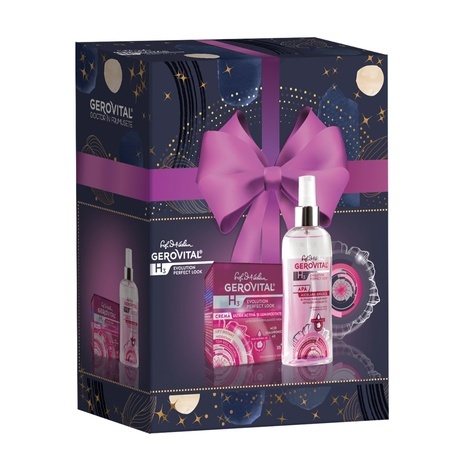 Pachet apă micelară bifazica, 150 ml+Cremă ultra activă și luminozitate, 50 ml, H3 Evolution Perfect Look, Gerovital