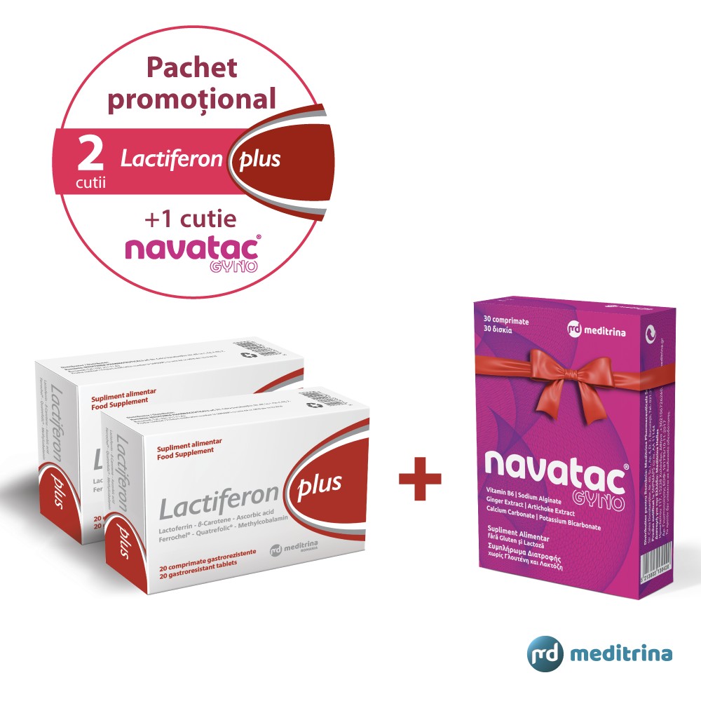Pachet lactiferon plus, 2x20 comprimate + navatac gyno, 30 comprimate, meditrina