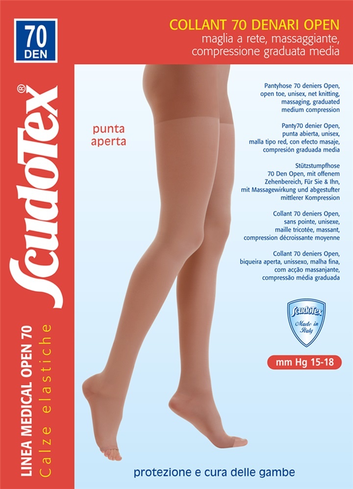 Scudotex 822 Ciorapi compresivi pantaloni fara varf, compresie medie 70 DEN, Nero, marimea 2-S
