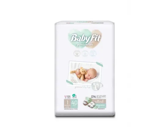 Scutece bio newborn, nr. 1, 0-3 kg, 40 bucati - babyfit