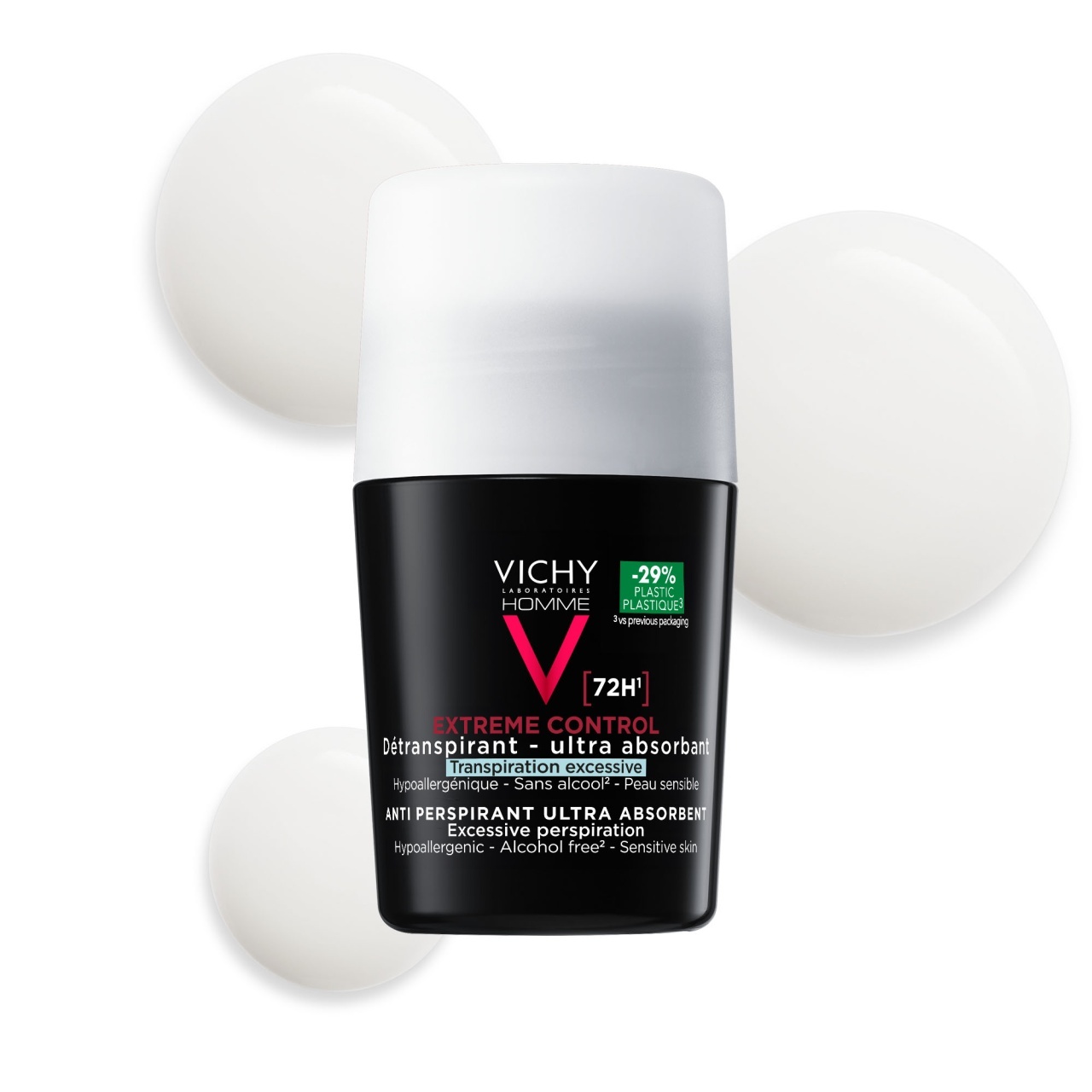 Vichy Homme antiperspirant roll-on Control Extrem 72h pentru barbati, 50 ml