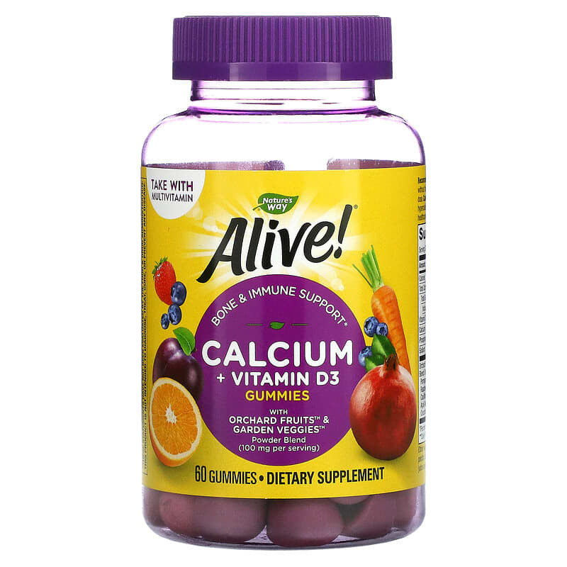 Alive calcium + d3 gummies nature s way, 60 jeleuri gumate, secom