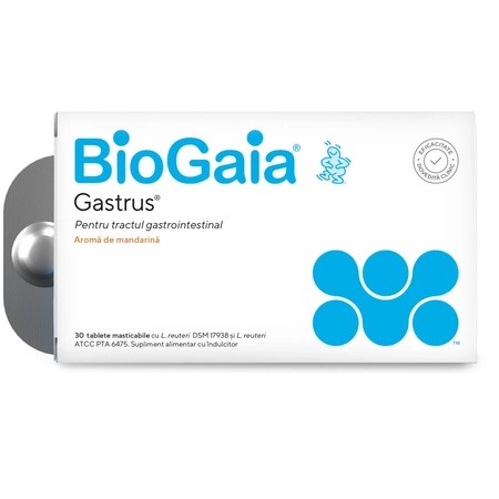 BioGaia Gastrus probiotic cu Lactobacillus reuteri, 30 comprimate masticabile