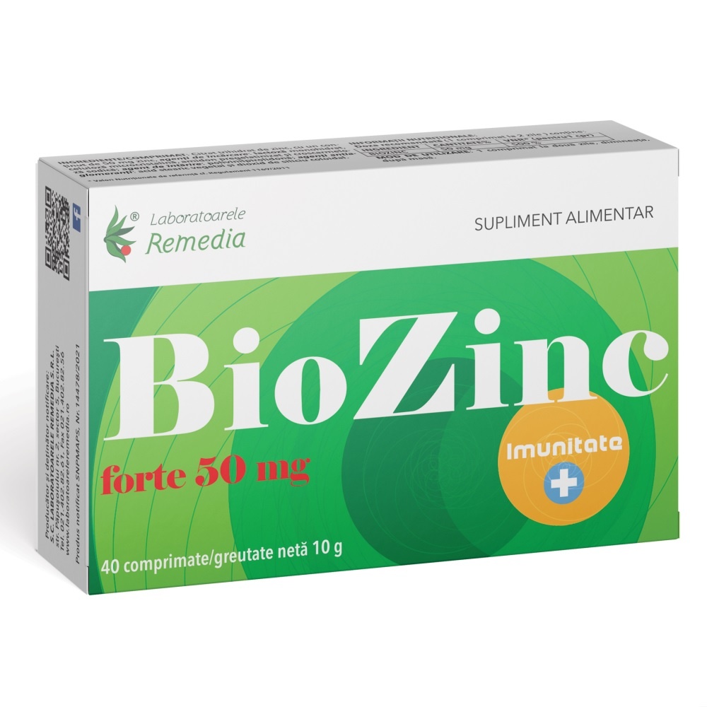 Biozinc Forte 50 mg, 40 comprimate, Laboratoarele Remedia