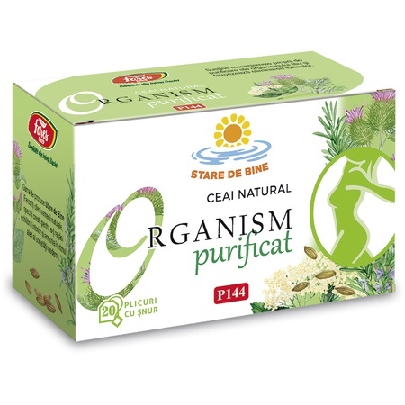 Ceai detoxifiant Organism Purificat, P144, 20 plicuri, Fares