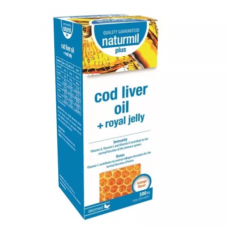 Cod liver oil plus cu royal jelly solutie orala, 500ml, naturmil