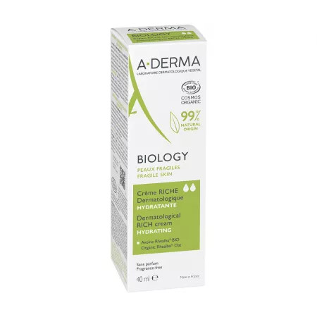 Crema hidratanta riche biology, 40 ml, aderma