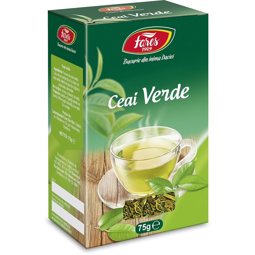 Fares Ceai Verde Frunze, 75 g