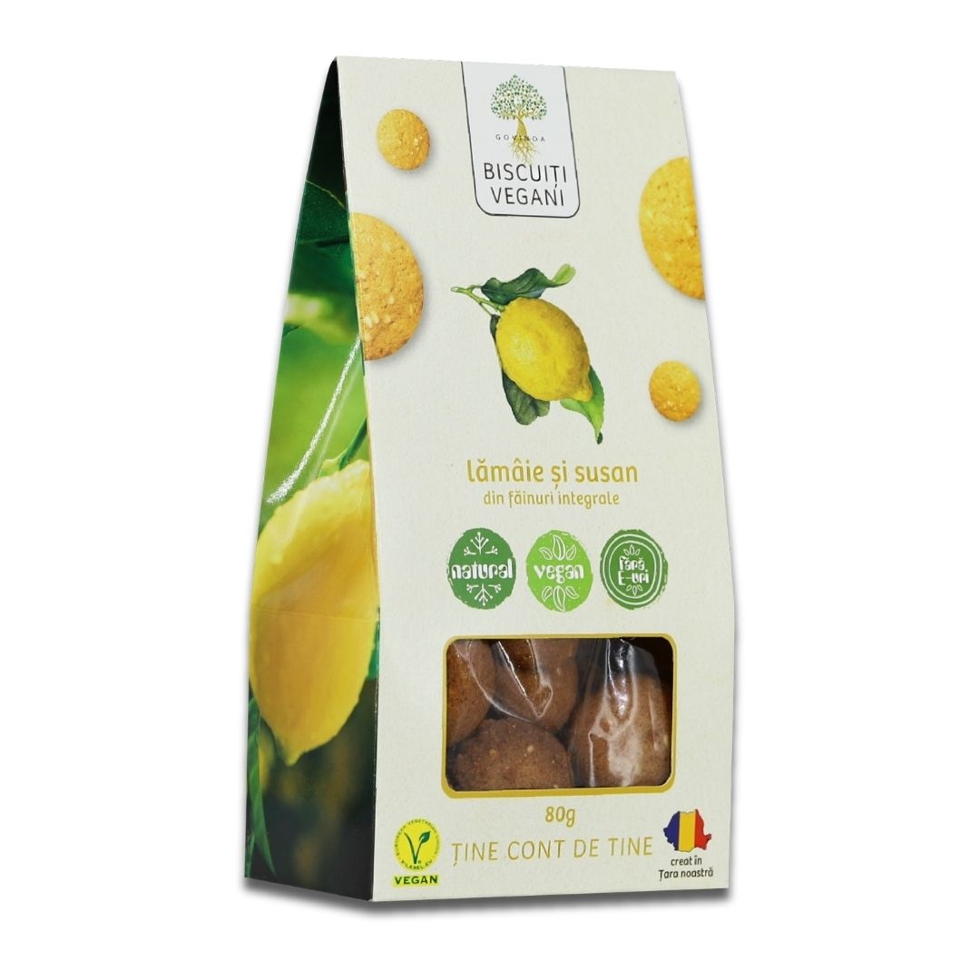Govinda Biscuiți Vegani cu Lămâie și Susan, 80 g