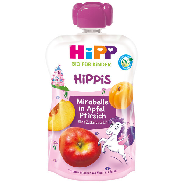 HIPPIS ECO prune mirabelle cu mar si piersica x100gr
