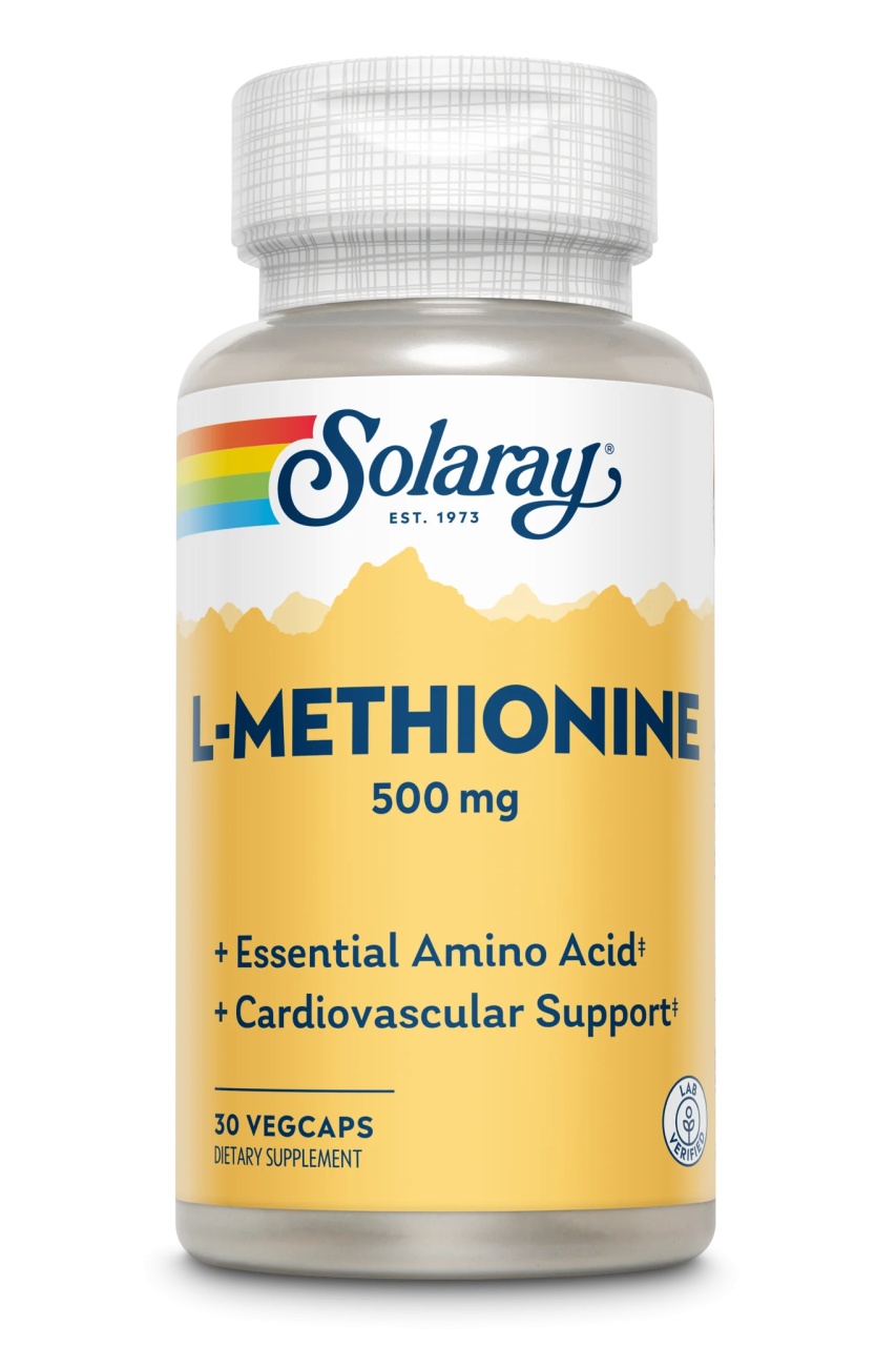 L-Methionină 500mg Solaray - Sprijin Hepatic și Detoxifiere, 30 Capsule