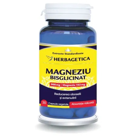 Magneziu Bisglicinat, 30 capsule vegetale, Herbagetica