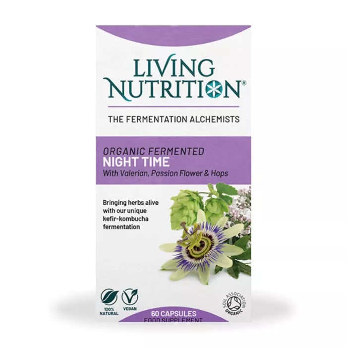 Night time cu valeriana, passion flower 500 mg, 60 capsule, living nutrition