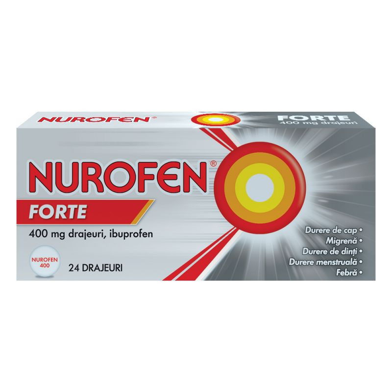 Nurofen forte, 400 mg, 24 drajeuri, reckitt benkiser