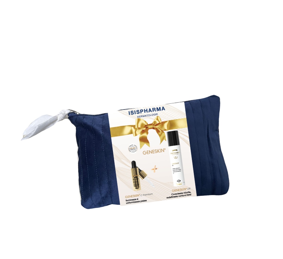 Pachet Promotional GeneSkin: Ser concentrat iluminator C Premium, 10ml + Crema anti-rid cu efect de netezire, 50ml, IsisPharma