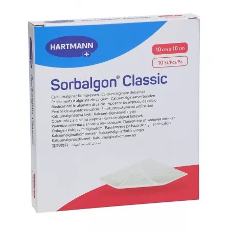 Pansament sorbalgon classic, 10 x 10 cm, 10 bucati, hartmann