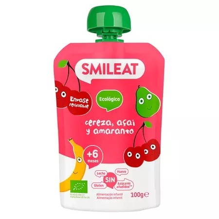 Piure Bio din cirese, acai si amaranth +6 luni, 100 g – Smileat