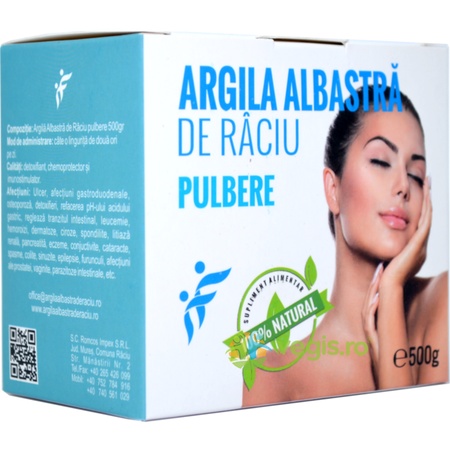 Pulbere de Argilă Albastră de Raciu, 500 g, Romcos