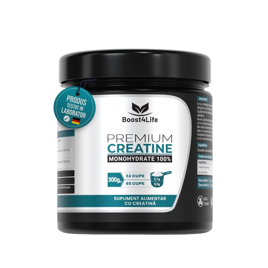 Pulbere Premium Creatine Monohydrate 100%, 300 g, Boost4Life