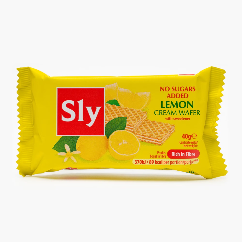 Sly Nutritia Napolitane cu Cremă de Lămâie fără Zahăr, 40 g