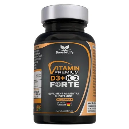 Boost4Life Vitamina D3 + K2 Premium Forte 5000 UI + 100 mcg, 60 capsule moi