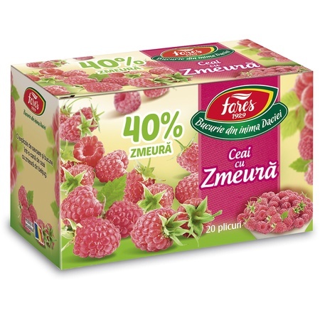 Ceai cu zmeură 40%, 20 plicuri, Fares