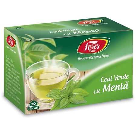 Ceai verde cu mentă, 20 plicuri, Fares