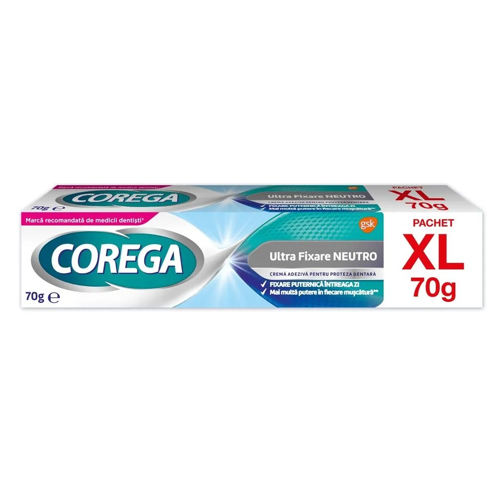 Corega Ultra Fixare Neutro – Crema adeziva pentru proteza dentara, 70 g