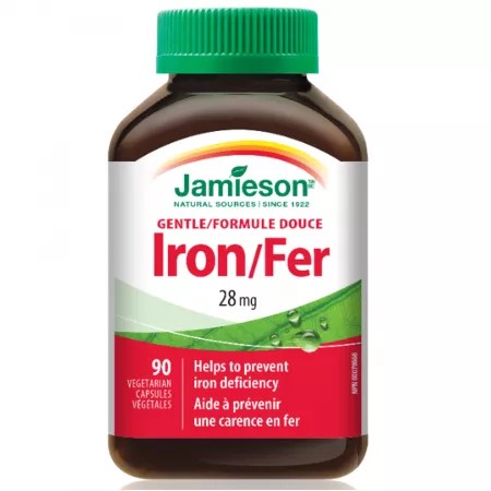 Fier cu actiune blanda, 28 mg, 90 capsule, jamieson