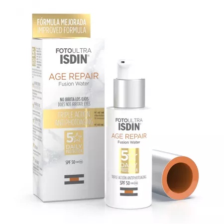 Fluid de protecție solara cu spf 50 fusion water age repair, 50 ml, isdin