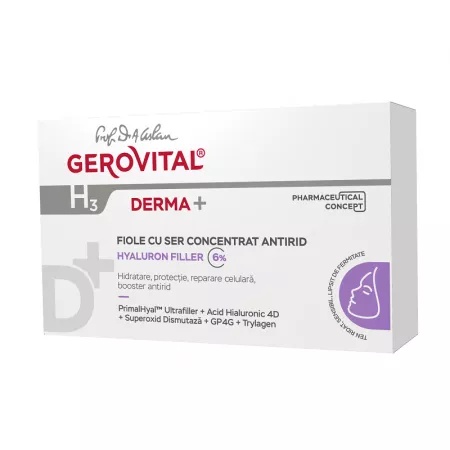 Gerovital H3 Derma+ fiole cu ser antirid, 10 fiole x 2 ml