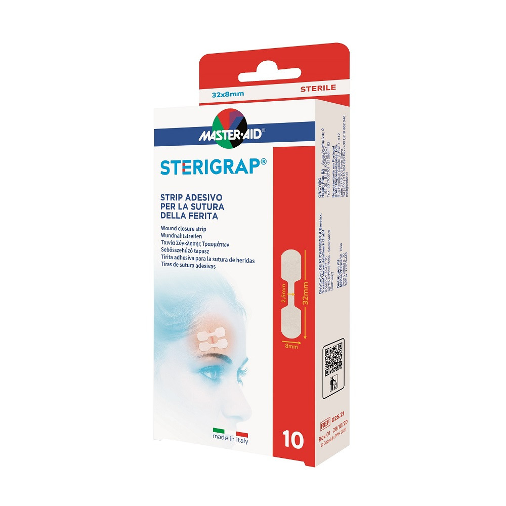 Master-aid sterigrap plasturi suturare x 32x8 mm x10buc