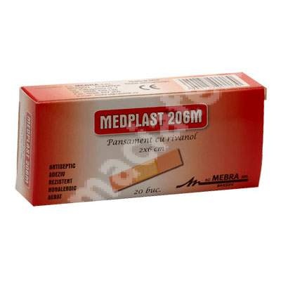 Mebra Medplast Pansament cu Rivanol 2 x 6 cm, 20 bucăți