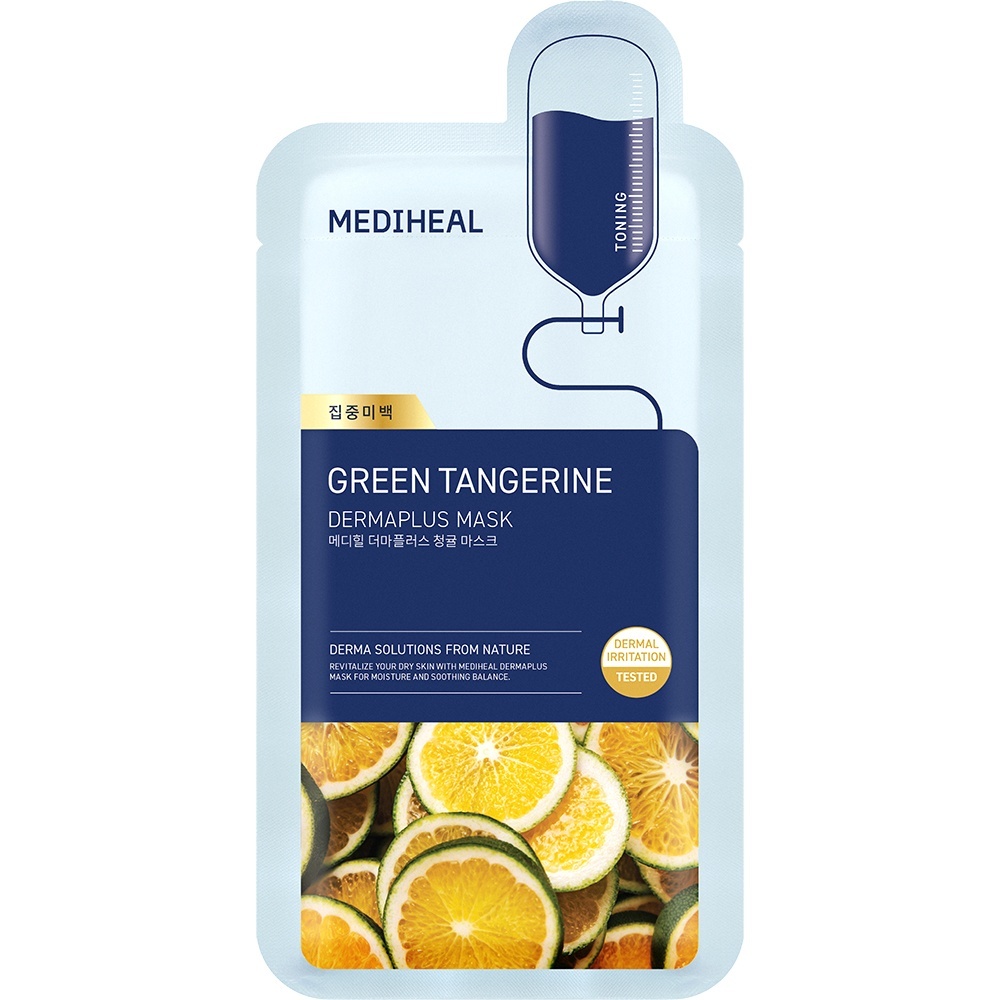 Mediheal Dermaplus Green Tangerine Sheet Mask, masca iluminatoare, 22 ml