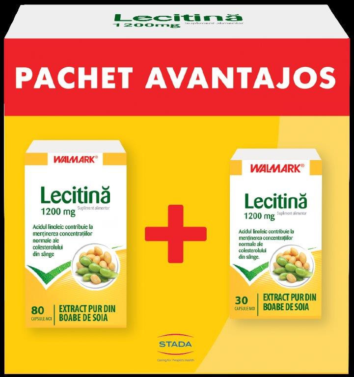 Pachet lecitina 1200 mg, 80 capsule + 30 capsule, walmark