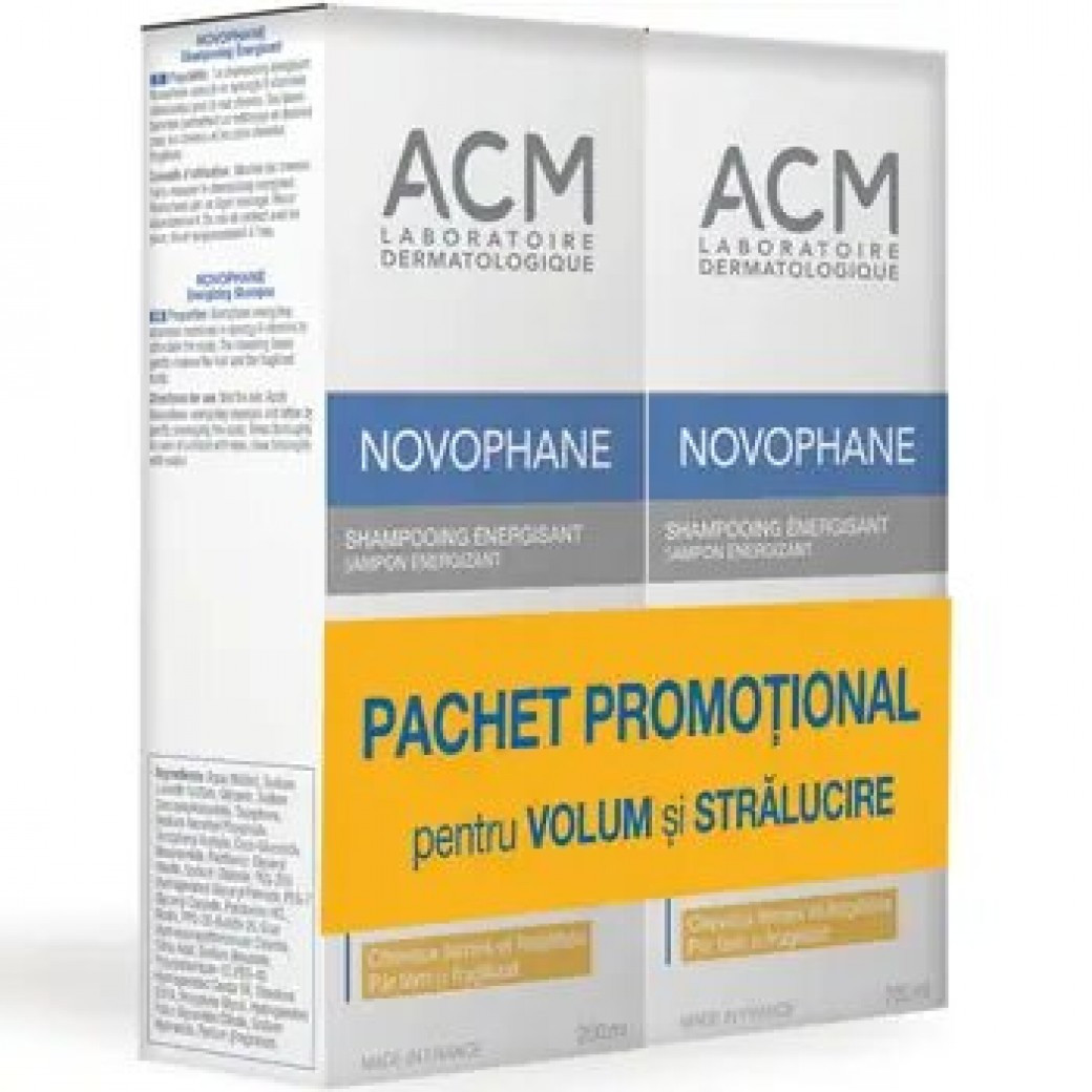 Pachet sampon energizant novophane, 200 ml + 200 ml, acm
